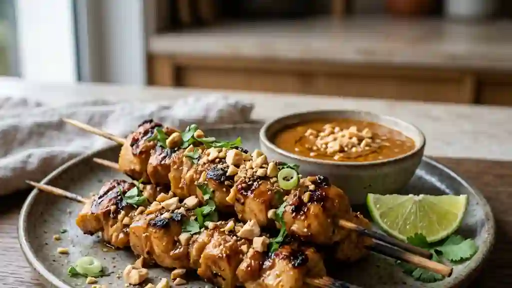 Brochettes de Poulet Croquantes aux Cacahuètes - Photo de présentation