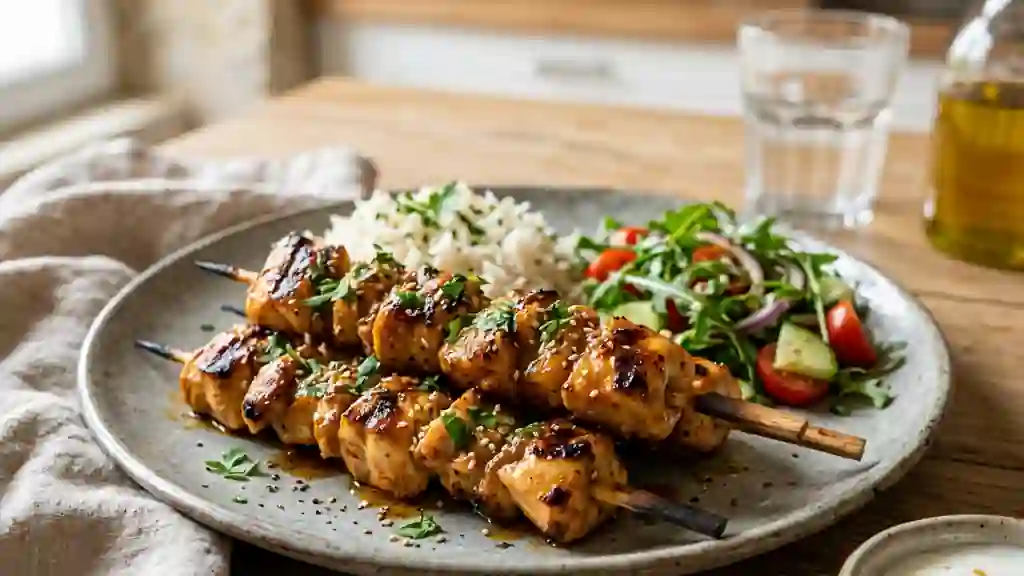 Brochettes de poulet fondantes miel et épices - Photo de présentation