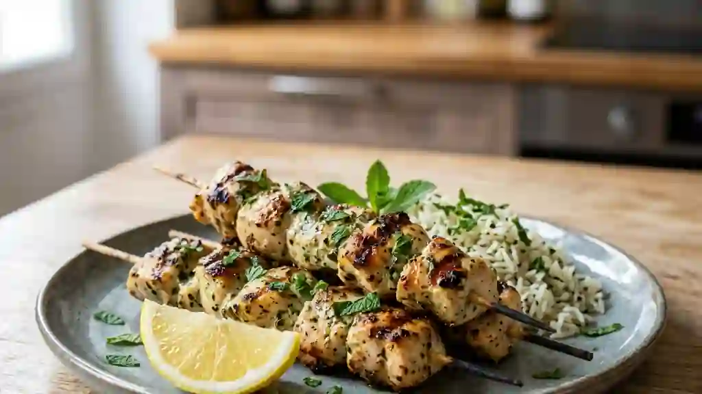 Brochettes de poulet tendres à la menthe - Photo de présentation