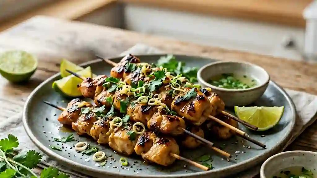 Brochettes de poulet gingembre et citronnelle - Photo de présentation