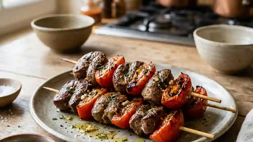 Brochettes de rognons fondants au thym - Photo de présentation