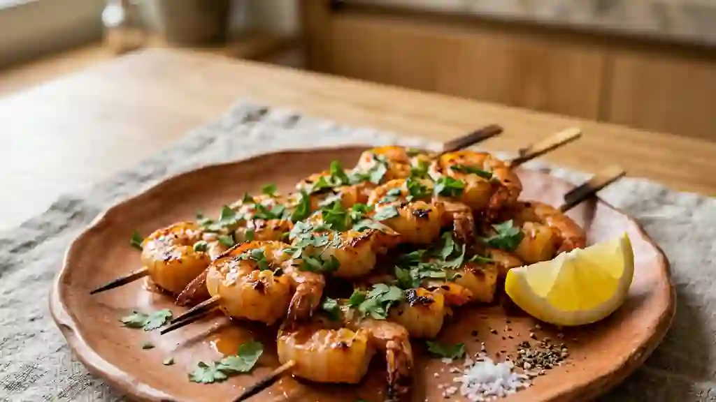 Scampis laqués au miel et épices douces - Photo de présentation