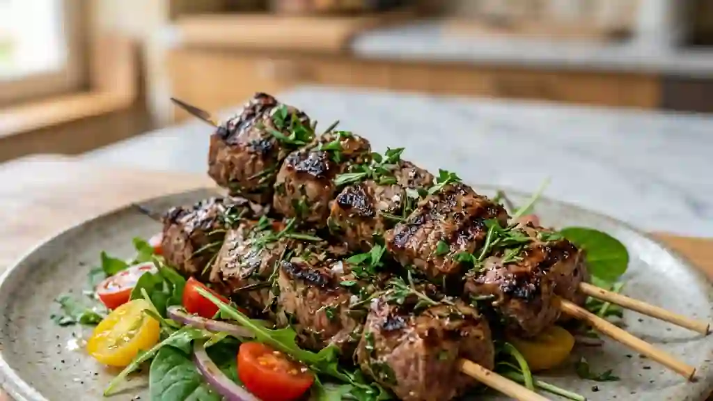 Brochettes de veau fondantes au romarin - Photo de présentation