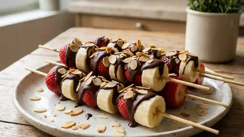 Brochettes Fraise-Banane au Chocolat Croquant - Photo de présentation