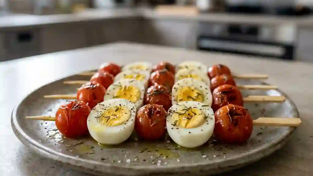 Brochettes Œufs-Tomates au Thym Frais - Photo de présentation