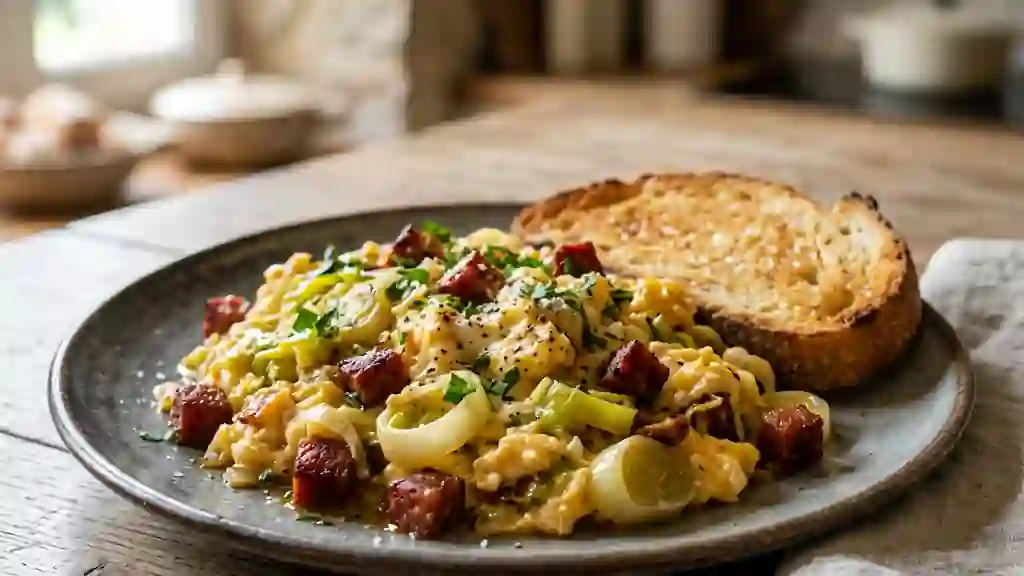 Brouillade Fondante au Chorizo et Poireaux - Photo de présentation