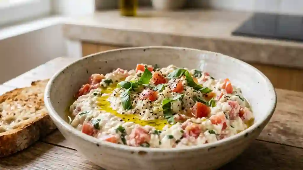 Brousse onctueuse aux tomates et basilic frais - Photo de présentation