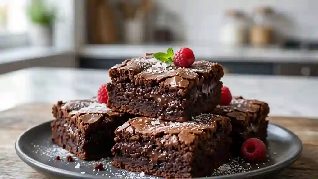 Brownie fondant au chocolat noir et vanille - Photo de présentation