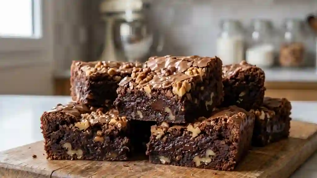 Brownies fondants au chocolat et noix - Photo de présentation