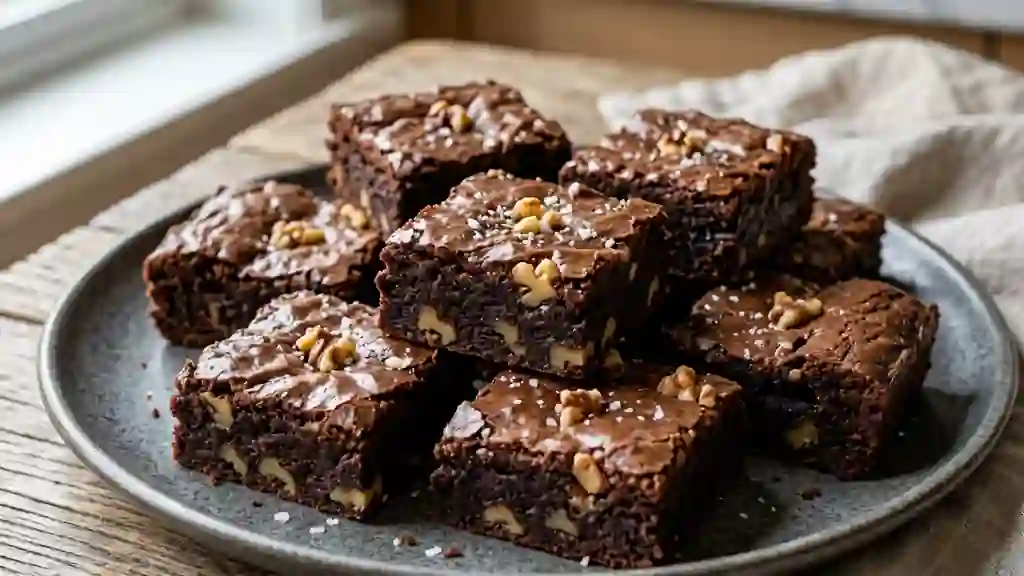 Brownie fondant au chocolat et noix croquantes - Photo de présentation