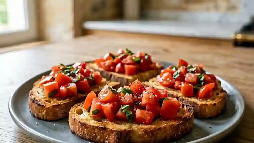 Bruschettas croquantes à la tomate fraîche - Photo de présentation