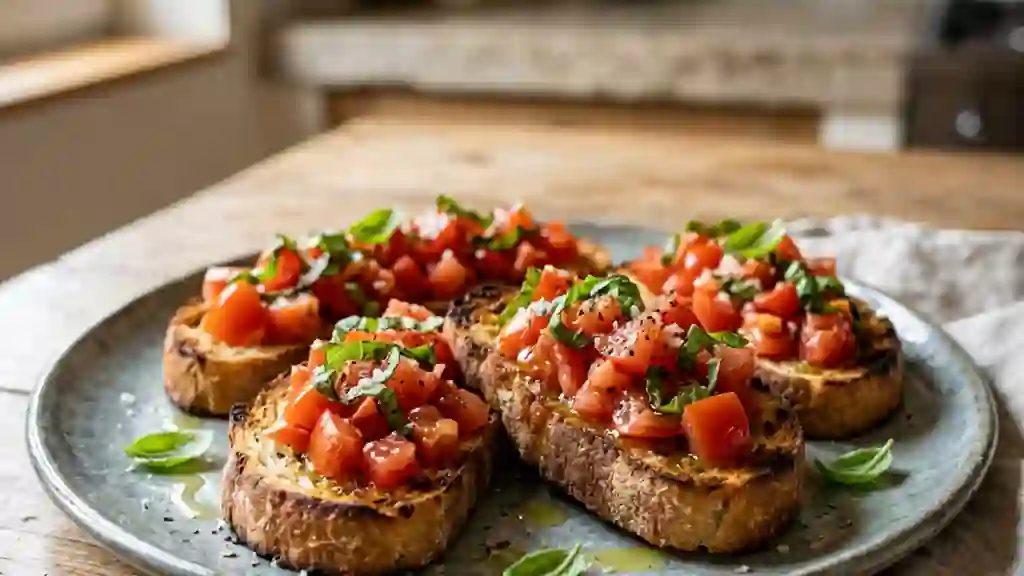 Bruschetta croustillante ail et tomate fraîche - Photo de présentation