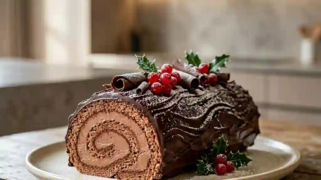 Bûche roulée au chocolat noir intense - Photo de présentation