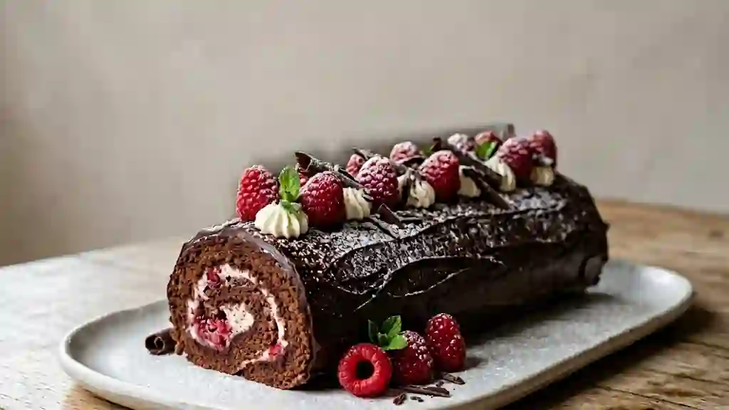 Bûche Fondante Chocolat Noir et Framboises - Photo de présentation