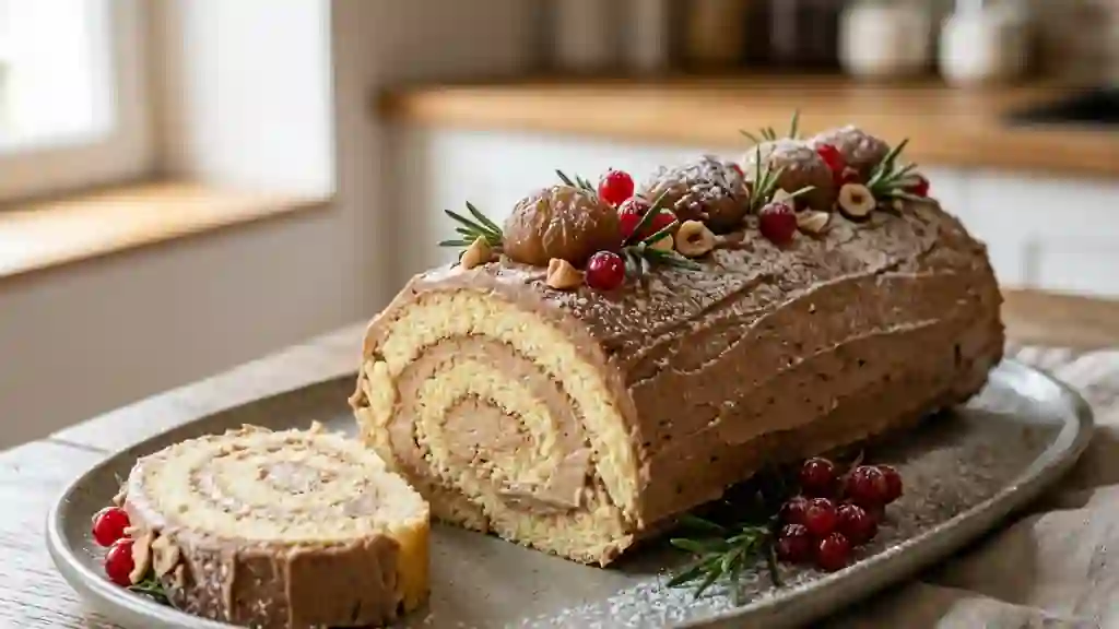 Bûche fondante aux marrons et amandes - Photo de présentation