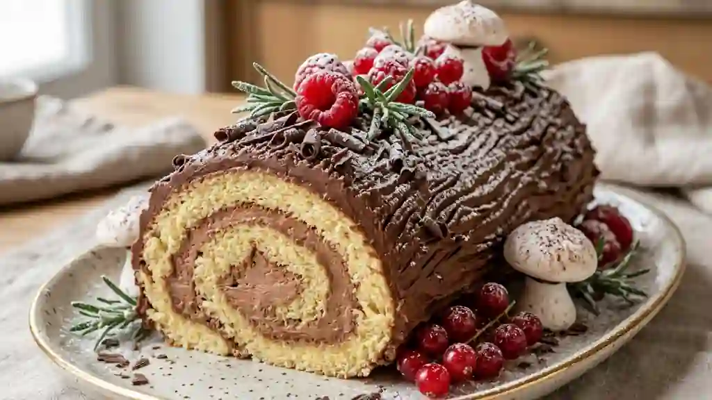 Bûche Roulée au Chocolat Noir et Vanille - Photo de présentation