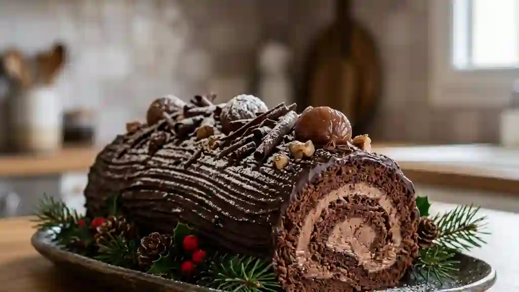 Bûche fondante Marron et Chocolat noir - Photo de présentation