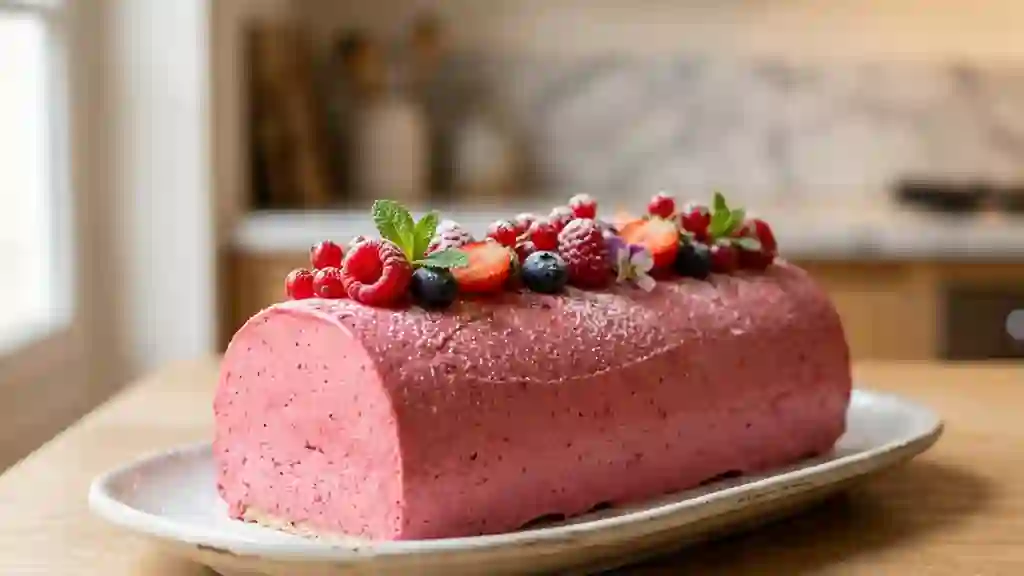 Bûche légère aux fruits rouges et mousse aérienne - Photo de présentation