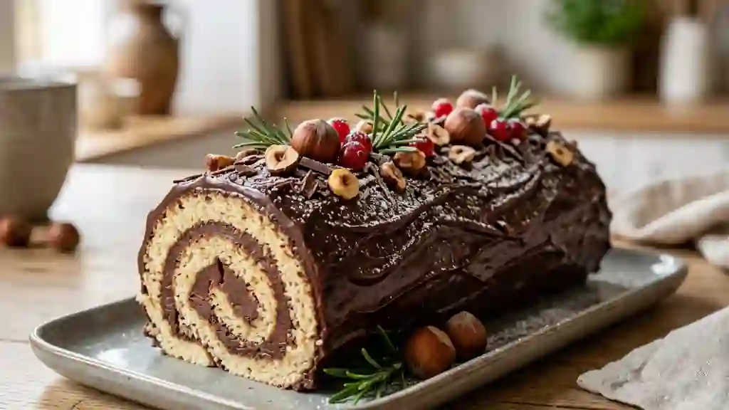 Bûche Fondante Chocolat et Noisettes - Photo de présentation