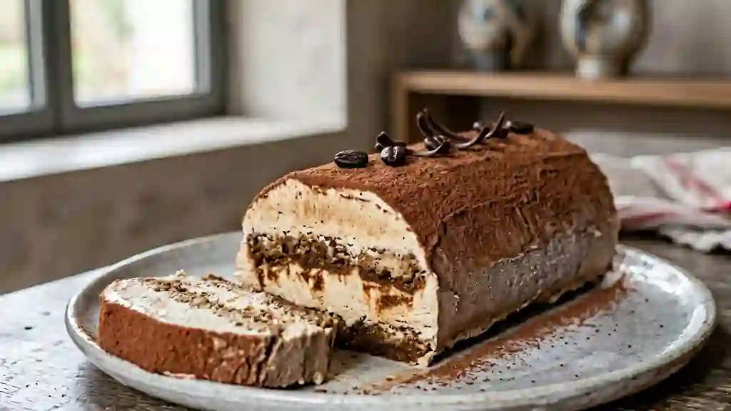 Bûche glacée café-mascarpone fondante - Photo de présentation