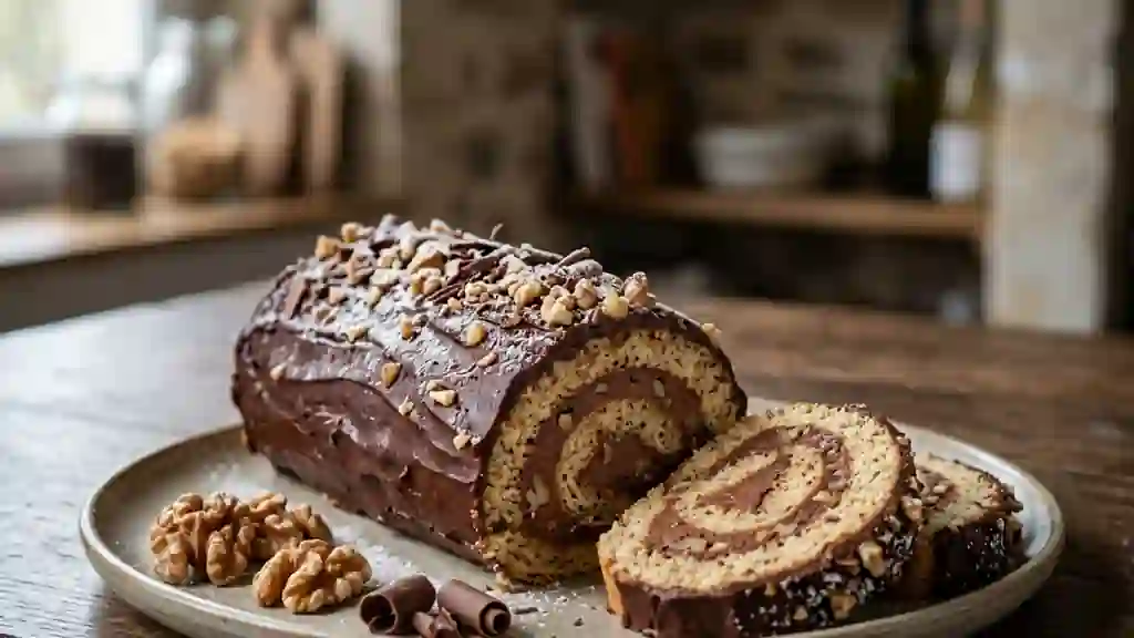 Bûche Fondante Noix et Chocolat Noir - Photo de présentation