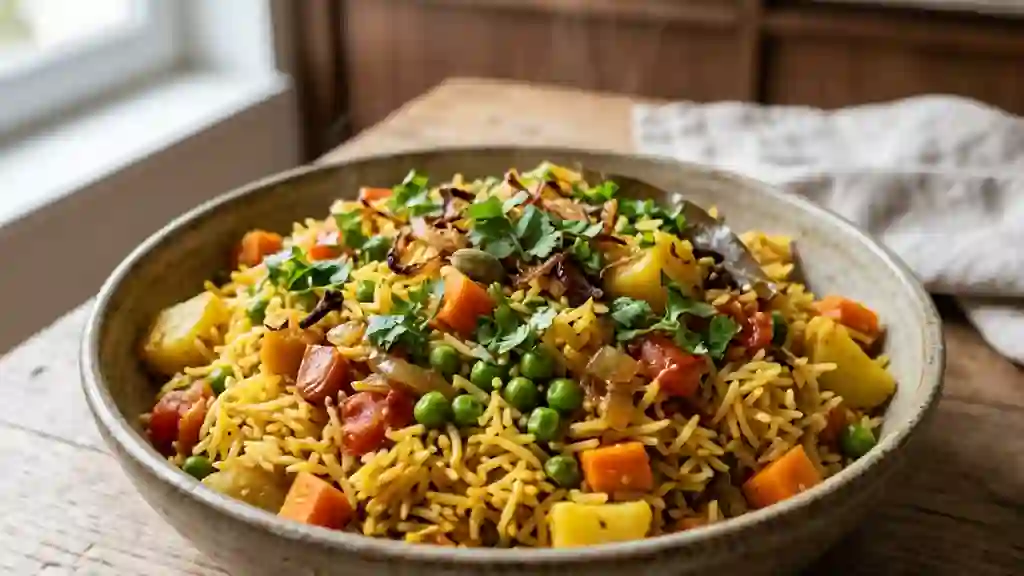Biryani de légumes fondant et épicé - Photo de présentation