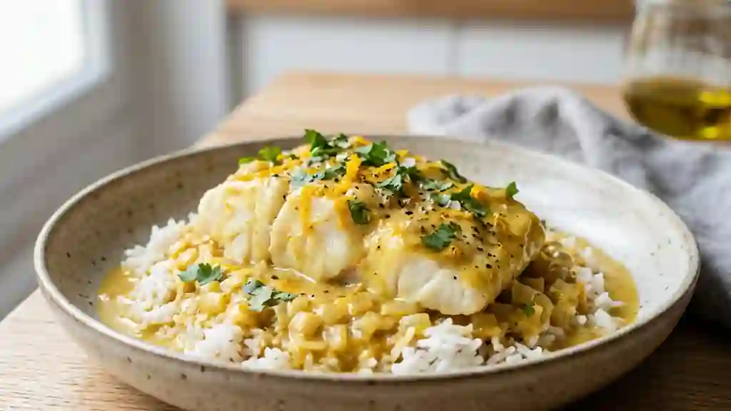 Cabillaud Fondant Curry et Coco-Orange - Photo de présentation
