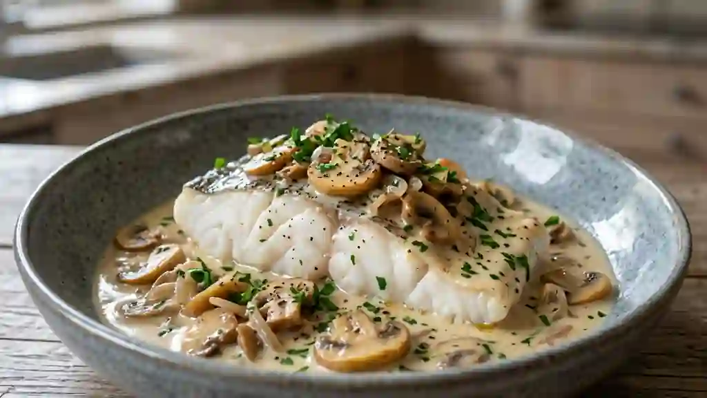 Cabillaud au Chablis et Champignons Fondants - Photo de présentation