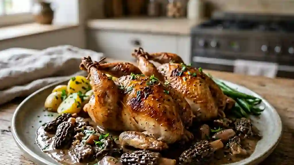 Cailles farcies aux morilles et crème onctueuse - Photo de présentation