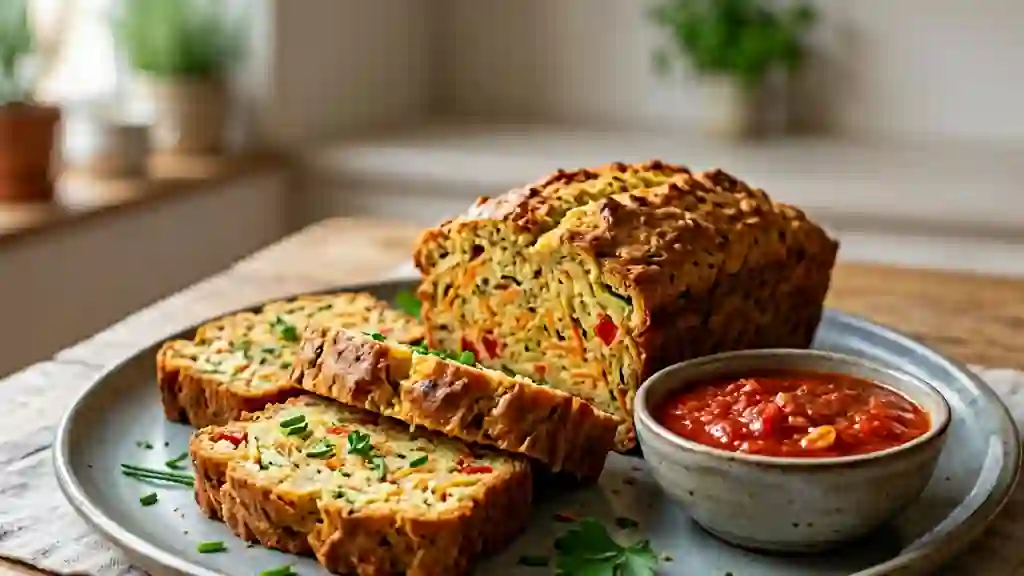 Cake moelleux aux légumes et coulis de tomate - Photo de présentation