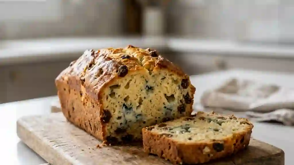 Cake fondant au bleu et raisins secs - Photo de présentation