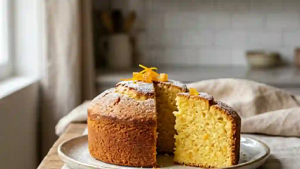 Cake à l'orange aérien et fondant - Photo de présentation