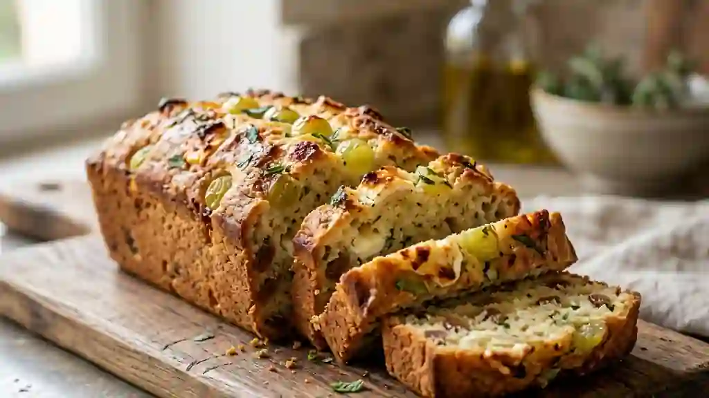 Cake moelleux au chèvre, raisin et menthe - Photo de présentation