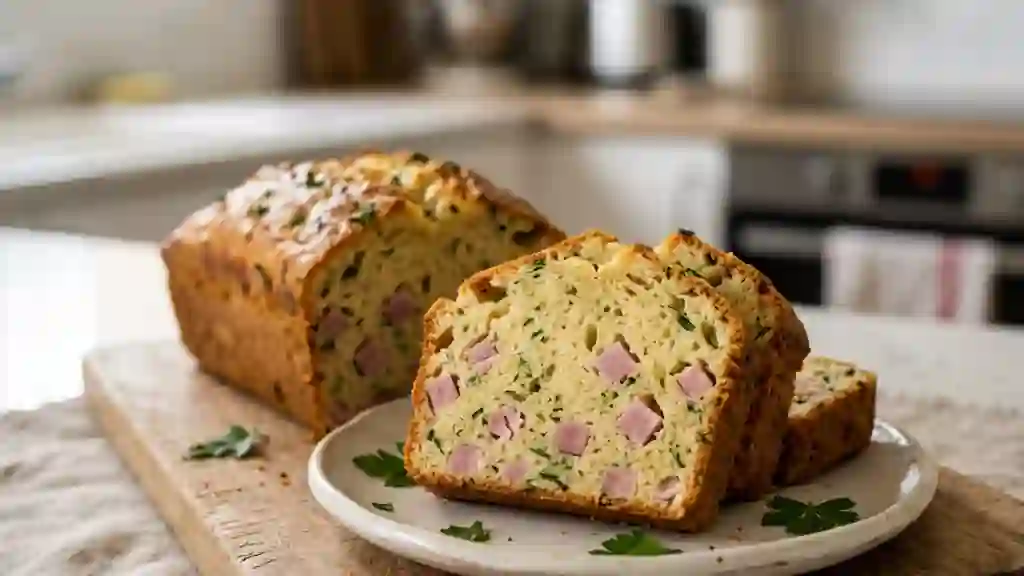 Cake moelleux au jambon et persil frais - Photo de présentation