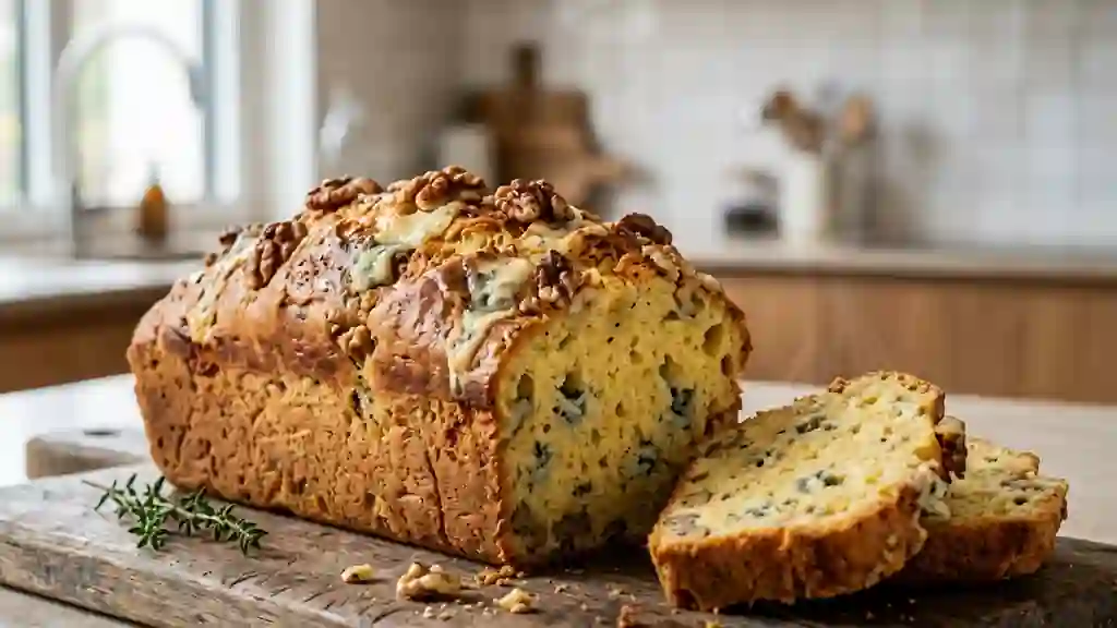 Cake fondant au Roquefort et noix croquantes - Photo de présentation