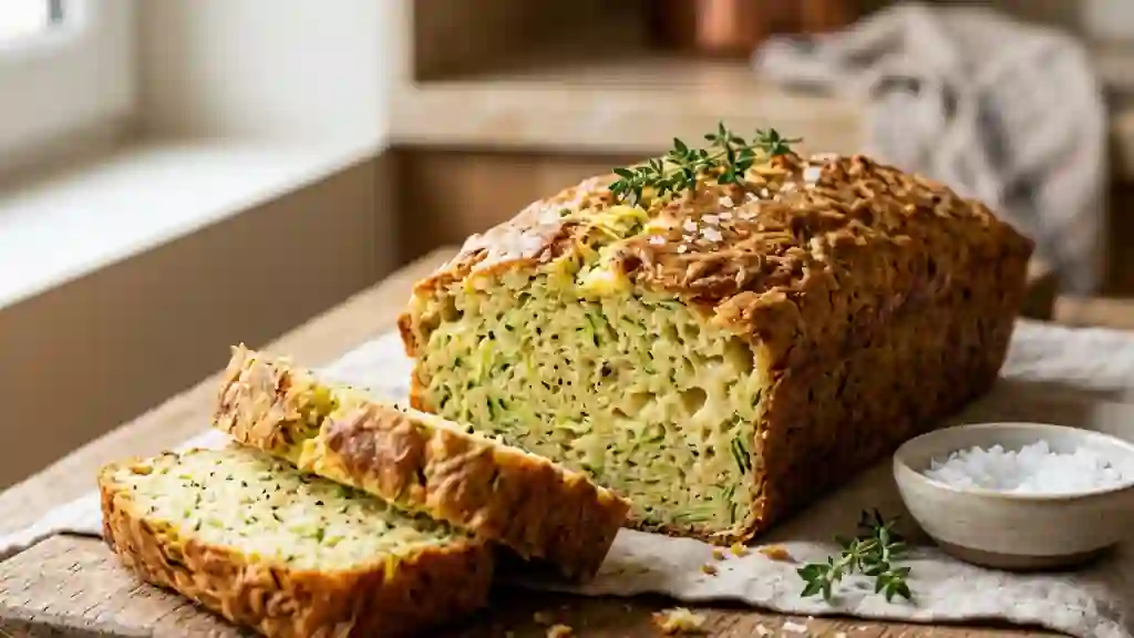 Cake moelleux courgette et fromage fondant - Photo de présentation