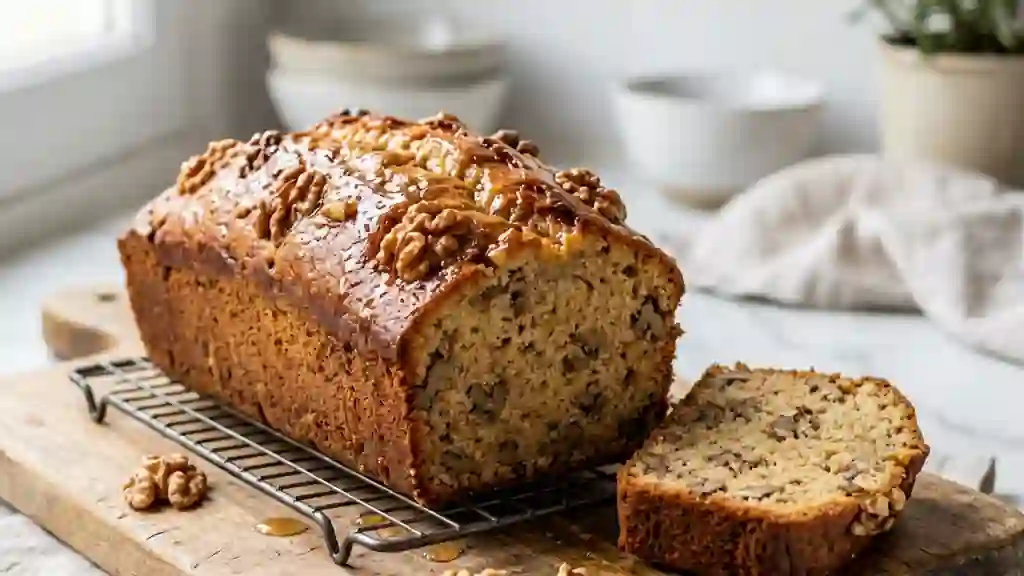 Cake moelleux aux noix et miel onctueux - Photo de présentation