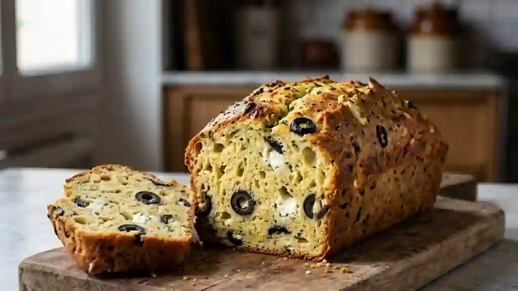 Cake fondant aux olives noires et boursin aillé - Photo de présentation