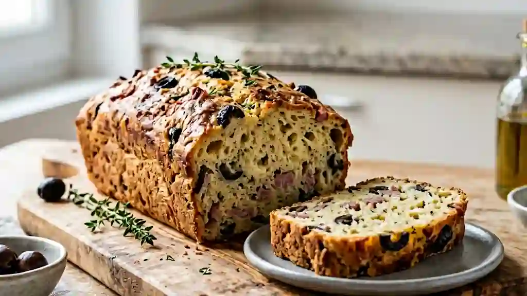 Cake Moelleux Olives et Lardons Fumés - Photo de présentation