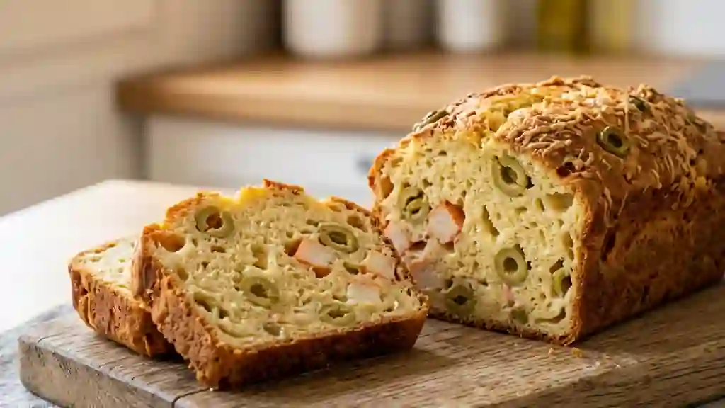 Cake salé fondant aux olives et surimi - Photo de présentation