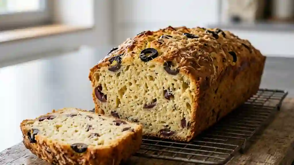 Cake moelleux olives noires et parmesan - Photo de présentation
