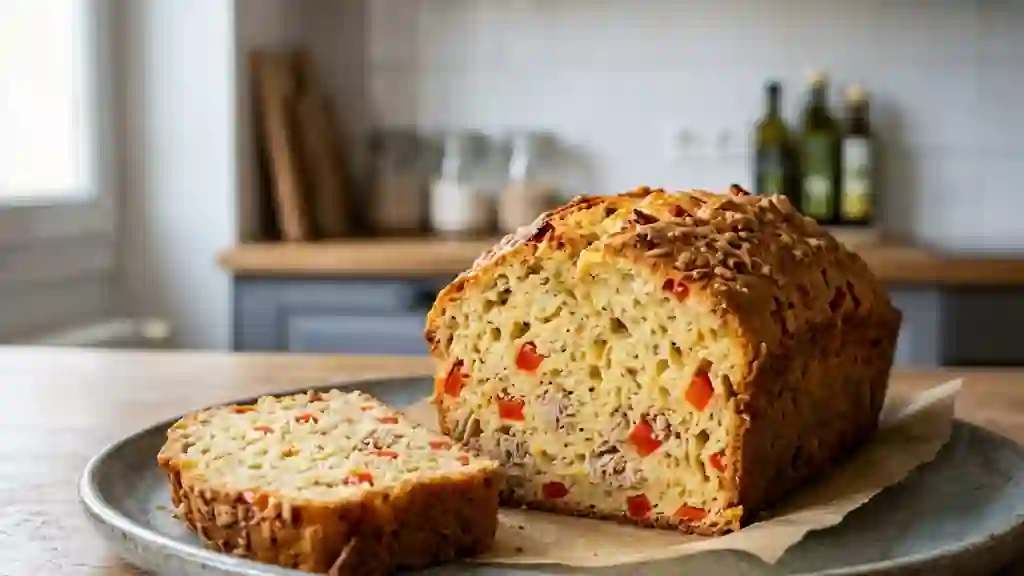 Cake moelleux au thon et poivrons rouges - Photo de présentation