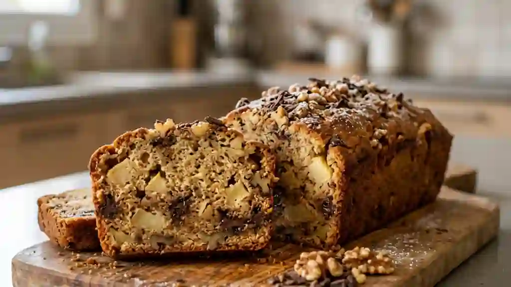 Cake Fondant Pomme, Noix et Pépites Chocolat - Photo de présentation
