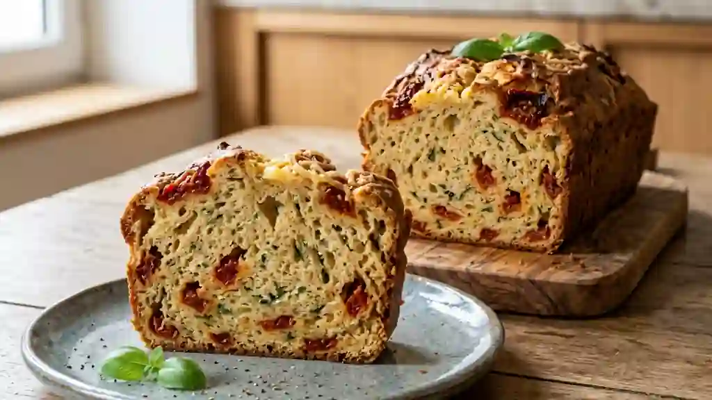 Cake fondant aux tomates séchées et basilic - Photo de présentation