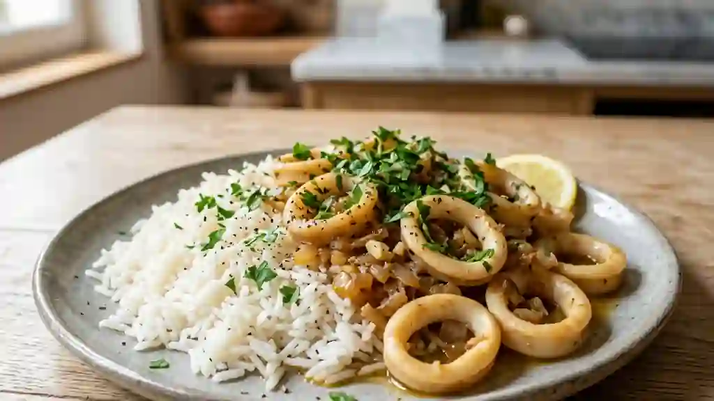 Calamars persillés et riz moelleux - Photo de présentation