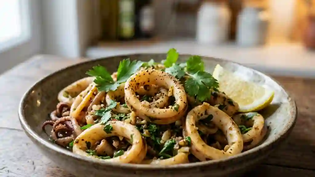 Calamars tendres à l'ail et aux épices - Photo de présentation