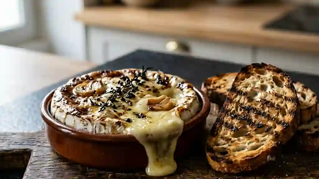 Camembert rôti à la braise et Armagnac coulant - Photo de présentation