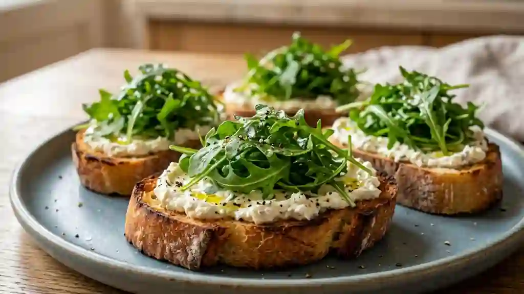 Crostini craquants roquette et fromage frais - Photo de présentation