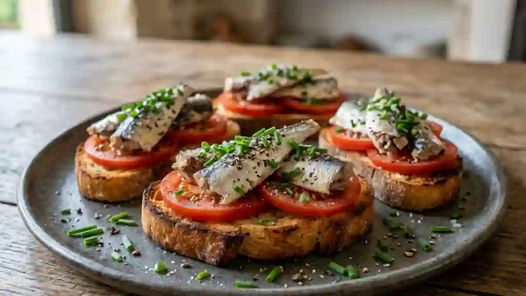 Tartines croustillantes sardine et tomate - Photo de présentation