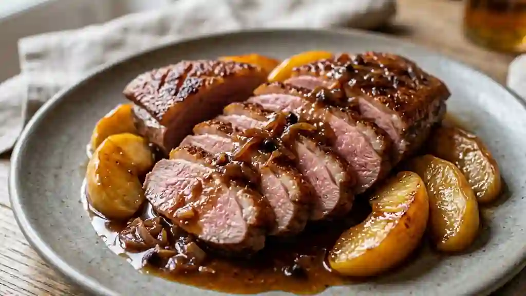 Magret de canard rôti au cidre et pommes - Photo de présentation